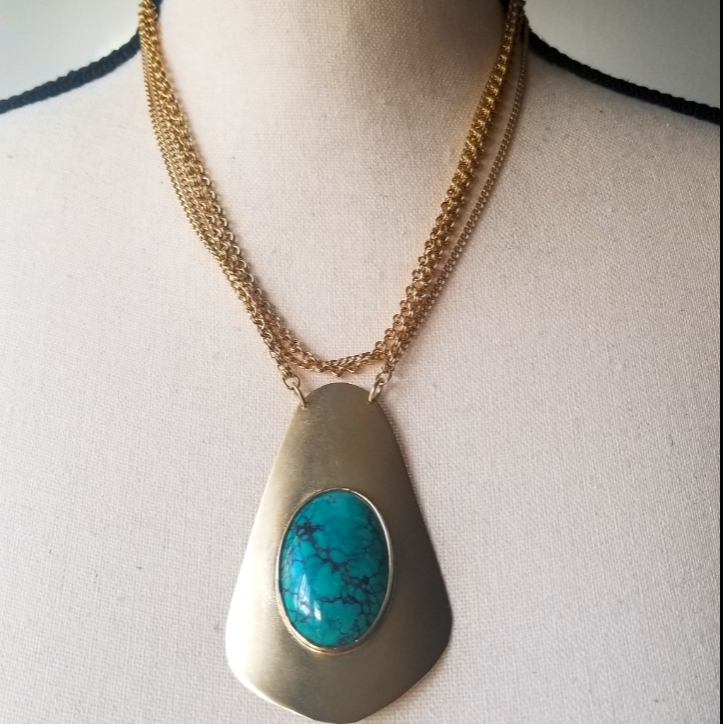 Citrine Turquoise Pendant Necklace